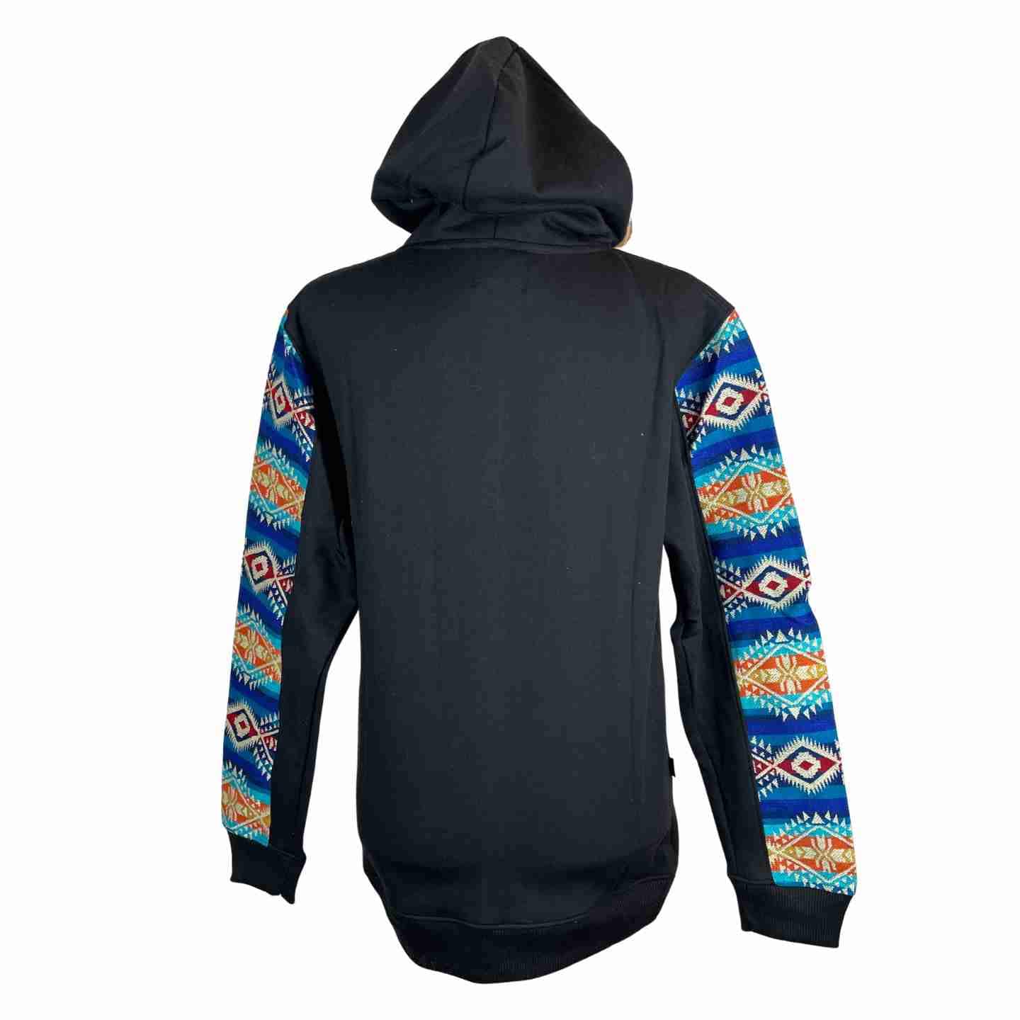 Warm Soft Mens Cotton Jacket Hoodie Size S | Navy Blue Yellow