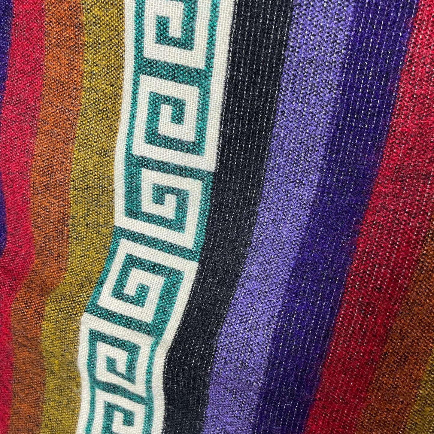 Warm Hooded Alpaca Poncho | Rainbow White