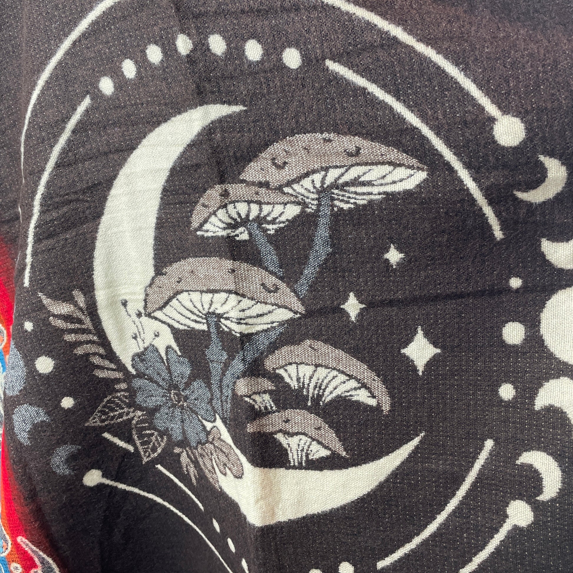 Mushrooms & Moon Phases Alpaca Poncho Hoodie | Black - Purple - Teal - Navy