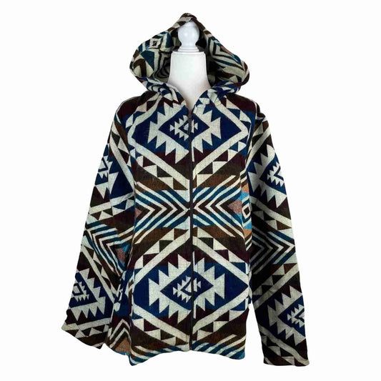 Soft Mens Alpaca Jacket Hoodie | Blue Chocolate Beige