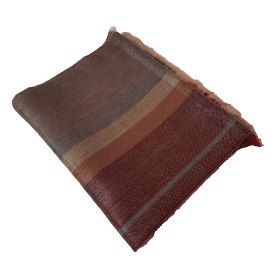 Warm & Soft Alpaca Wool Fringe Scarf | Womens Winter Scarf | Mens Skinny Scarf | Travel Scarf | Peach Stripes