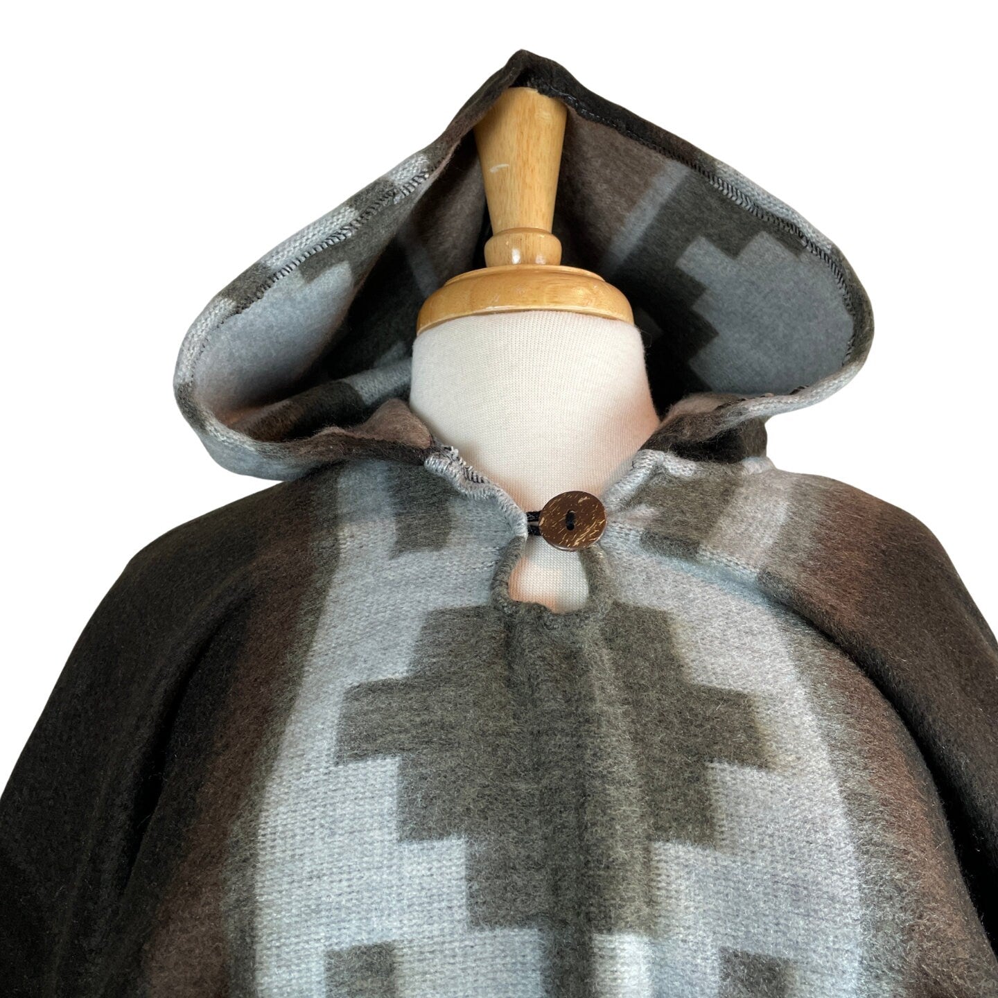 Warm Hooded Poncho Women | Coffee Silver