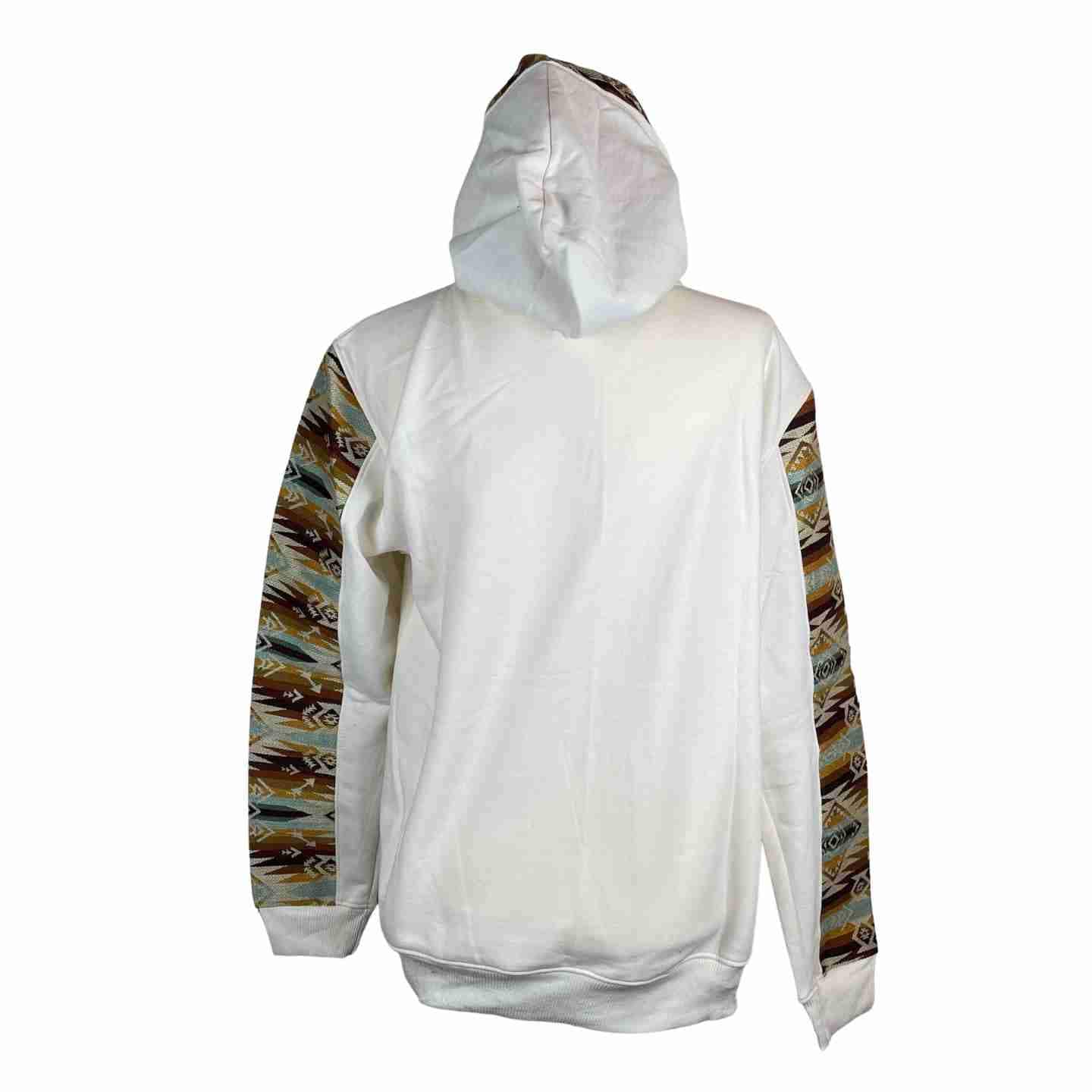 Warm Soft Mens Cotton Jacket Hoodie Size S | White Brown
