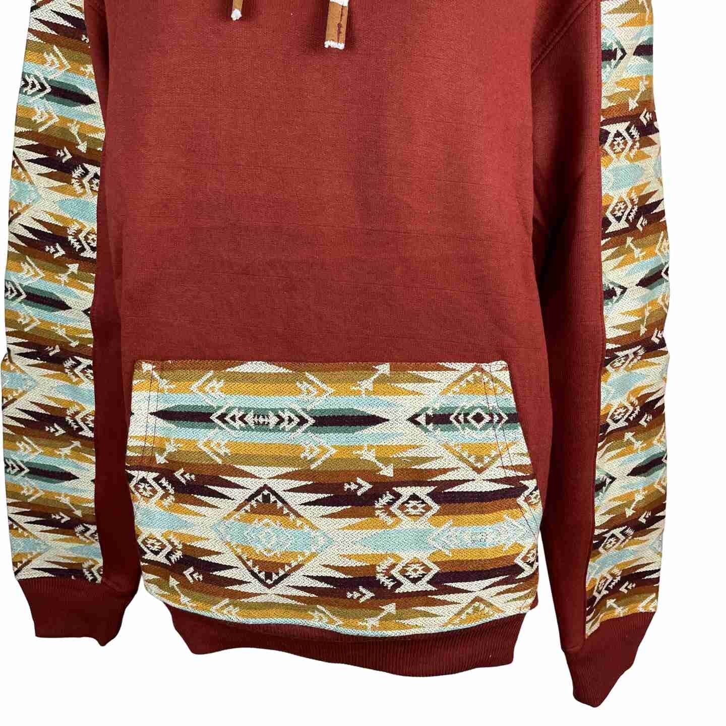 Warm Soft Mens Cotton Jacket Hoodie Size M | Burnt Orange Beige