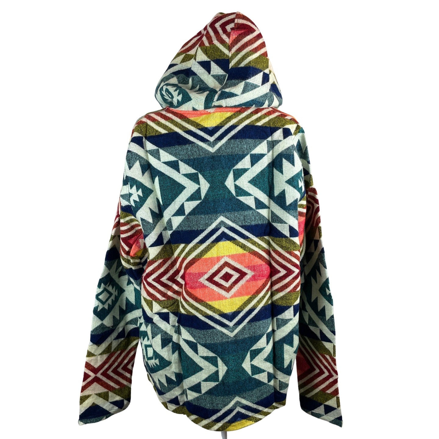 Warm Mens Alpaca Wool Jacket Hoodie, Blue Orange XL Size