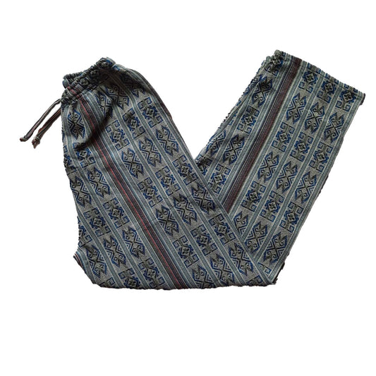 Pants Size M | Hippie Pants | Loungewear Womens Pants | Comfy Clothes | Mens Pants with Hidden Pockets | Blue White | Father's Day Gift