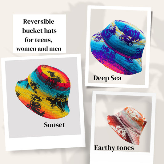 Reversible Cotton Bucket Hat for Men and Women
