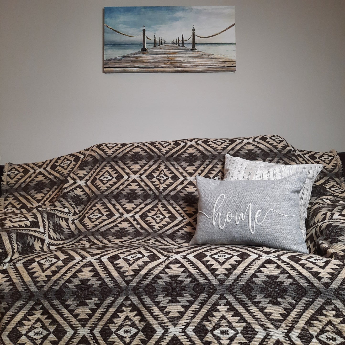 Warm Queen Size Blanket | Beige Brown Gray