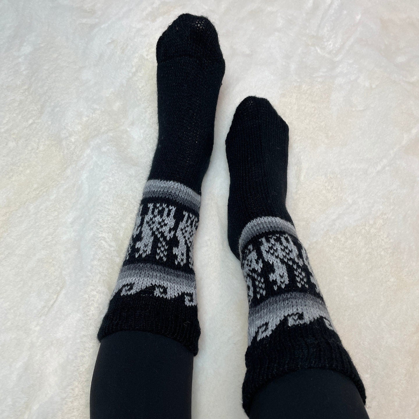 Warm Soft Winter Wool Neutral Colors Mid Calf Socks | Size 9-10 US Adult Socks