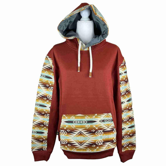 Warm Soft Mens Cotton Jacket Hoodie Size M | Burnt Orange Beige
