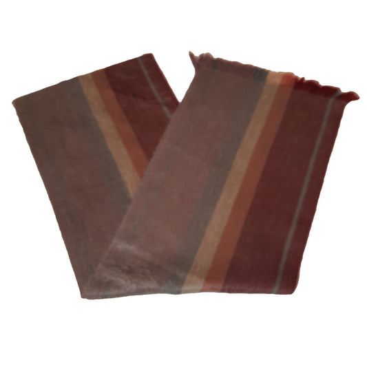 Warm & Soft Alpaca Wool Fringe Scarf | Womens Winter Scarf | Mens Skinny Scarf | Travel Scarf | Peach Stripes