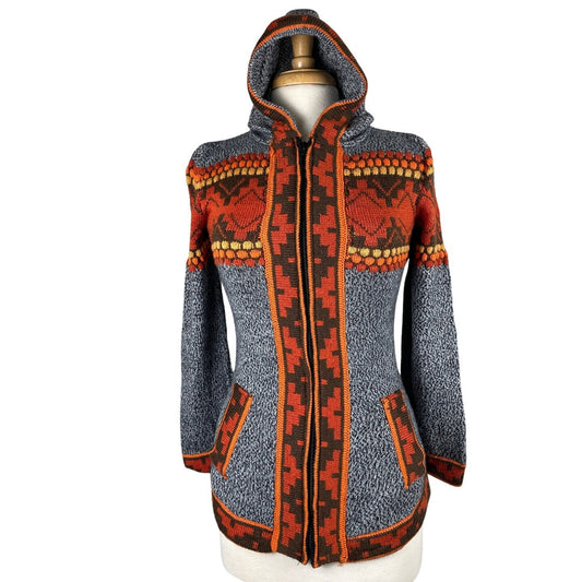 Soft Hooded Alpaca Sweater | Gray Orange