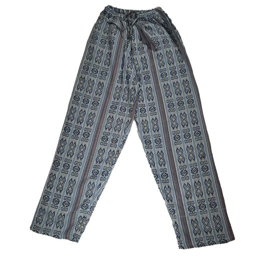 Comfy Boho Pants with Hidden Pockets Size M | Blue White Pants