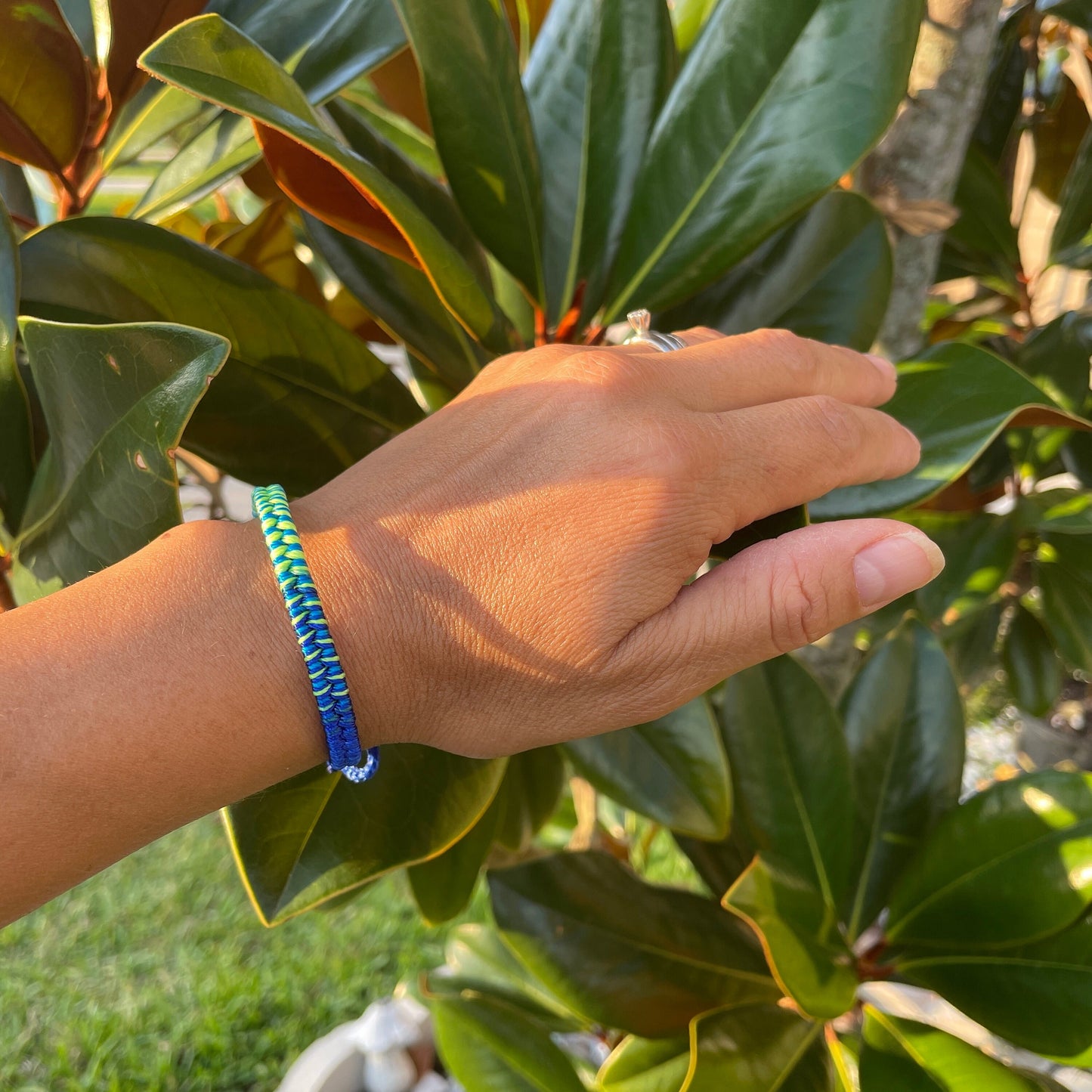 Adjustable Boho Friendship Bracelet | Light Green Blue