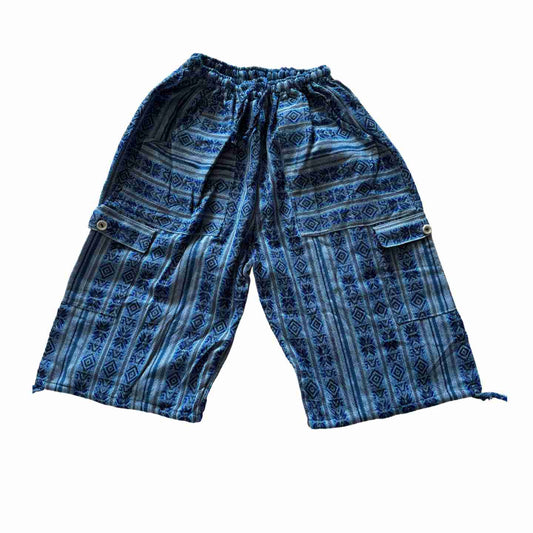 Cargo Hippie Shorts Size 2XL | Bright Blue White
