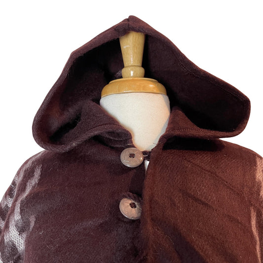 Warm Hooded Alpaca Poncho | Dark Chocolate Beige
