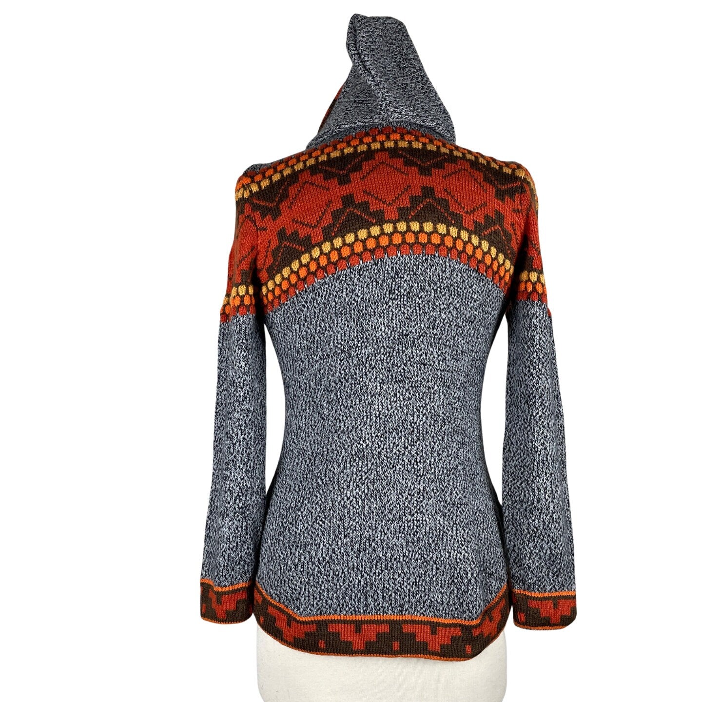 Soft Hooded Alpaca Sweater | Gray Orange