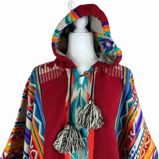 Cozy Wool Poncho for Women and Men | Fierce Red Orange