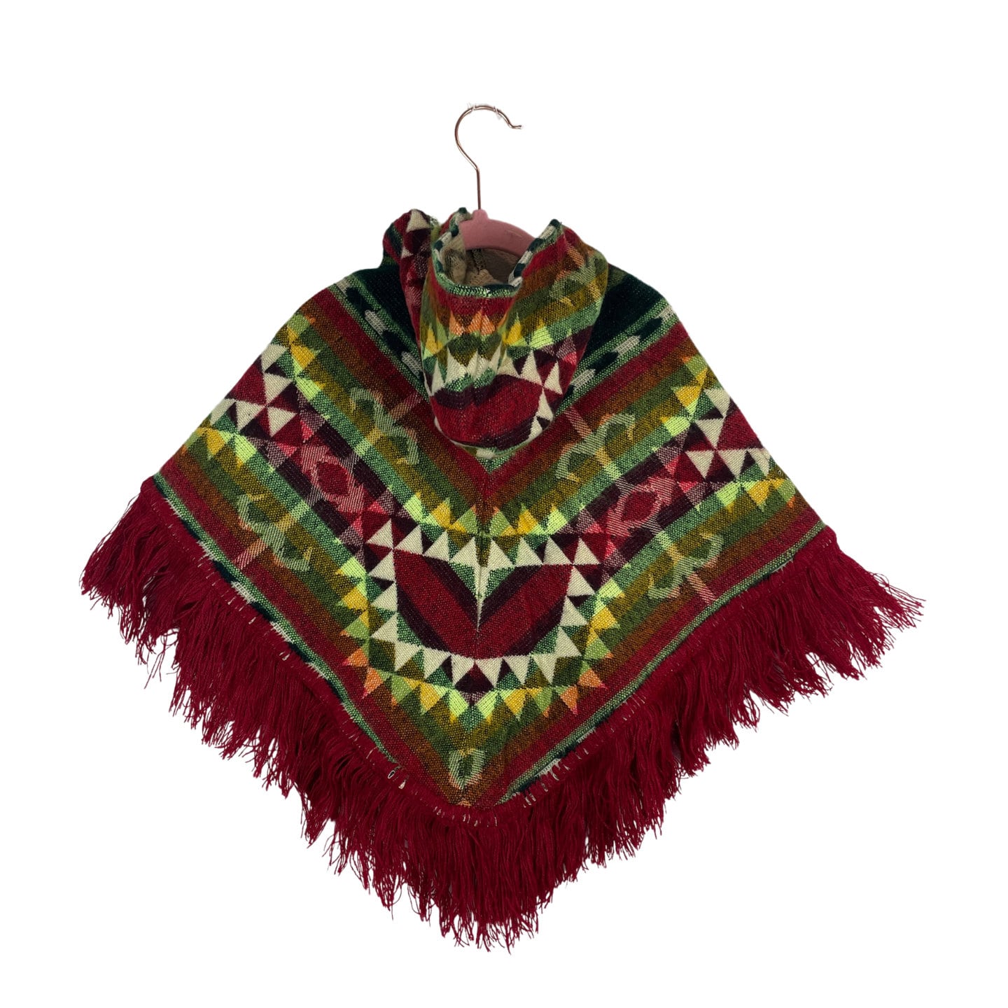 Hooded Alpaca Wool Baby Cape 0-12 months | Kids Overcoat | Green Red