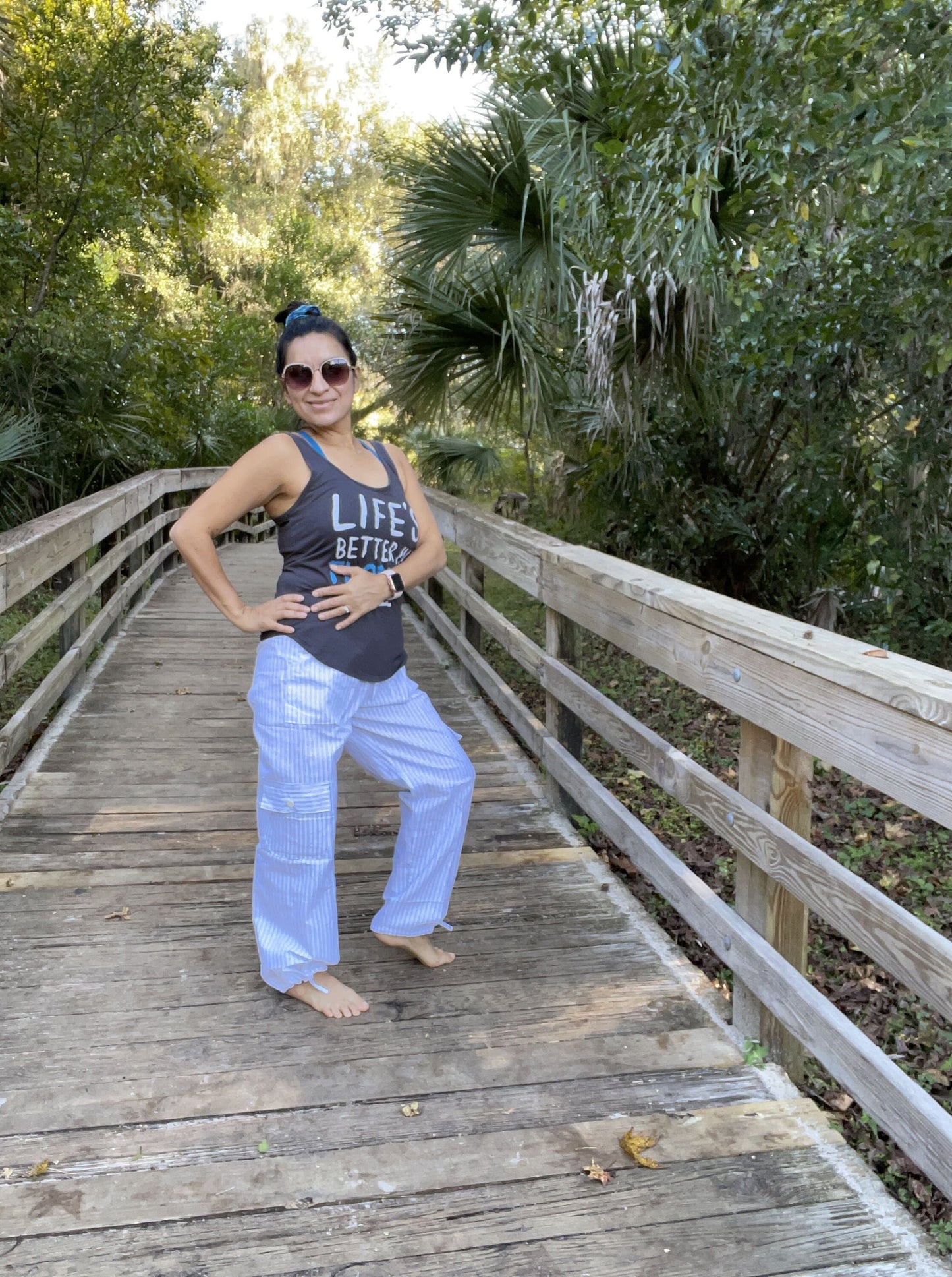 Trendy Hippie Striped Pants | White