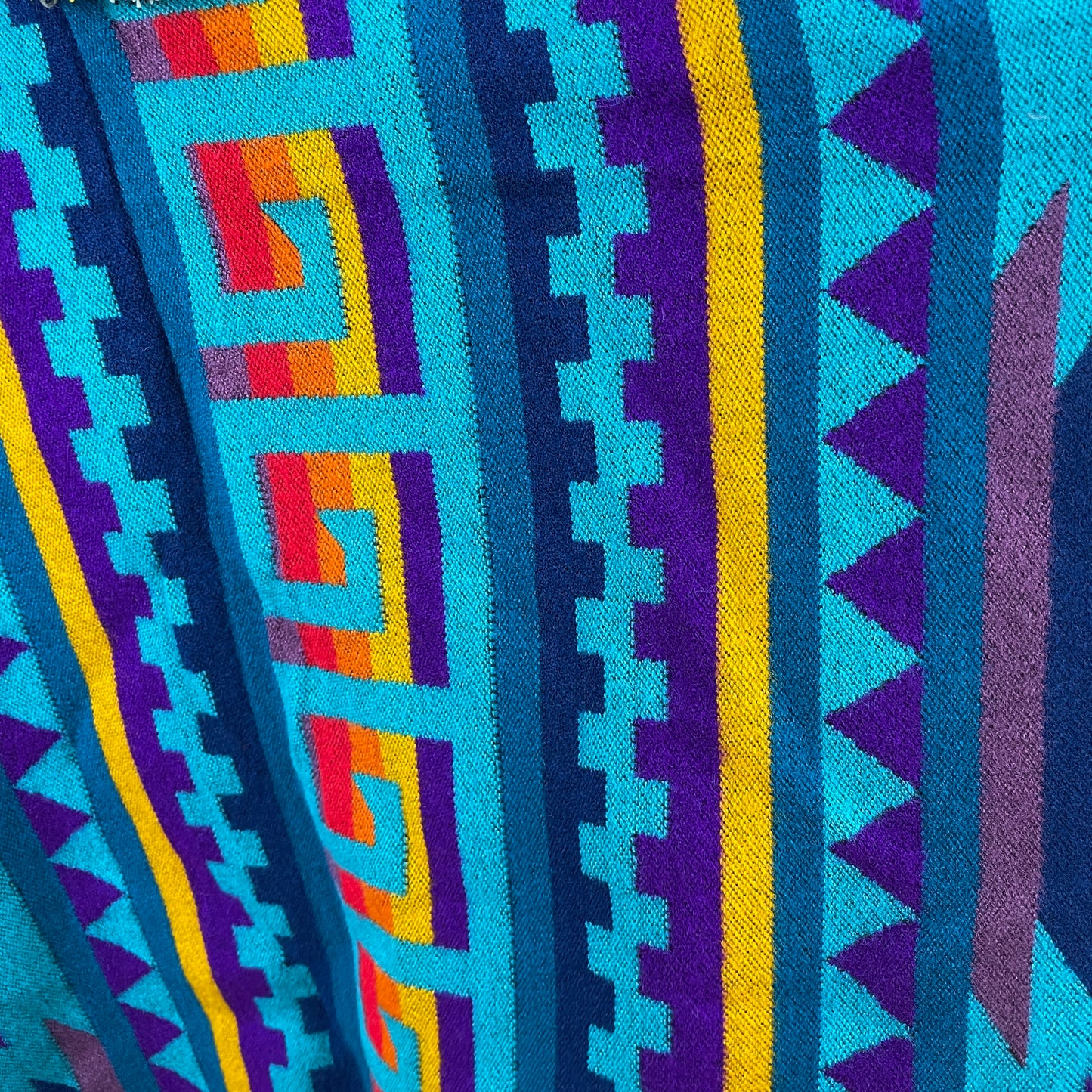 Stylish Men's Hooded Poncho | Teal Yellow Red