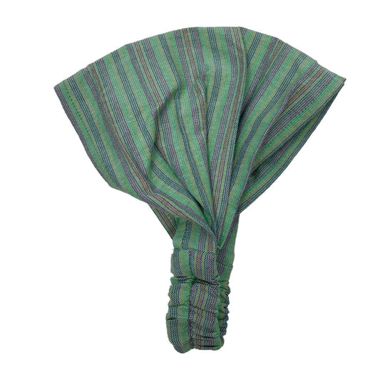 Wide Boho Yoga Headband - Striped Aqua Marina