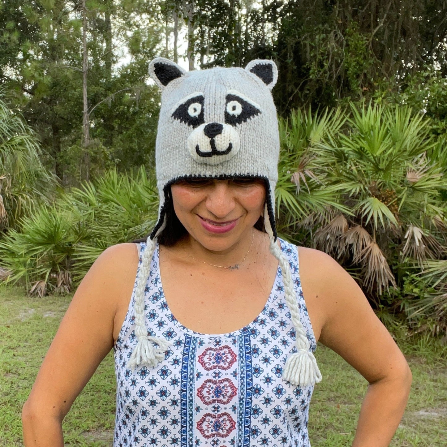 Raccoon Beanie Hat for Kids and Adults