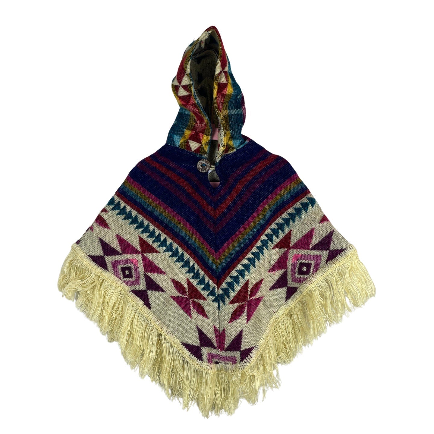 Hooded Alpaca Wool Baby Cape 0-12 months | Kids Overcoat | Rainbow Beige