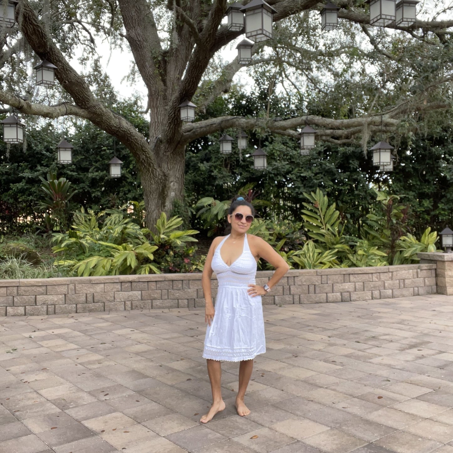 Bohemian Summer Halter Cotton Dress Size M | White