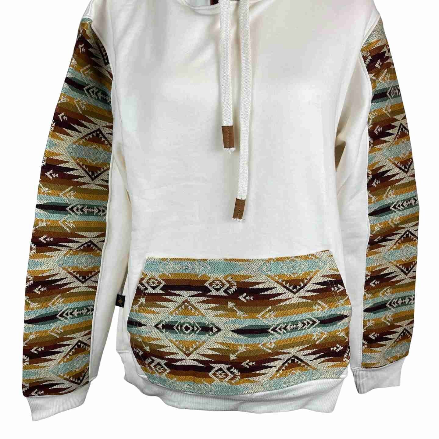 Warm Soft Mens Cotton Jacket Hoodie Size S | White Brown