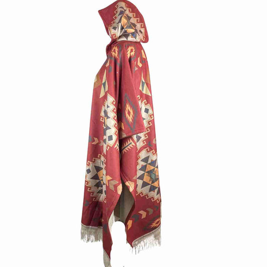 Cozy Sherpa Unisex Hooded Poncho - Rooibos Tea Tan Dessert