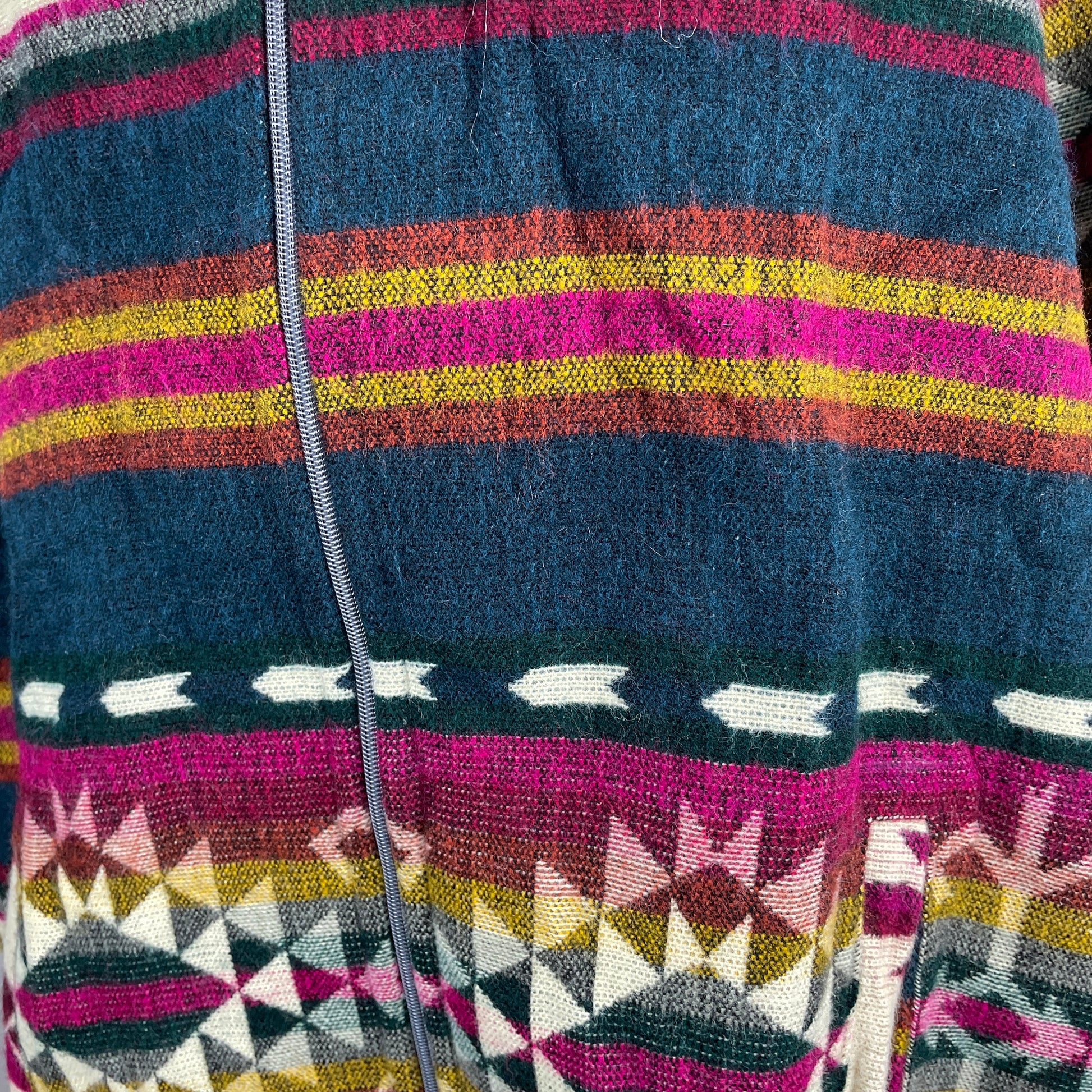 Warm Mens Alpaca Jacket Hoodie | Navy Colorful Beige