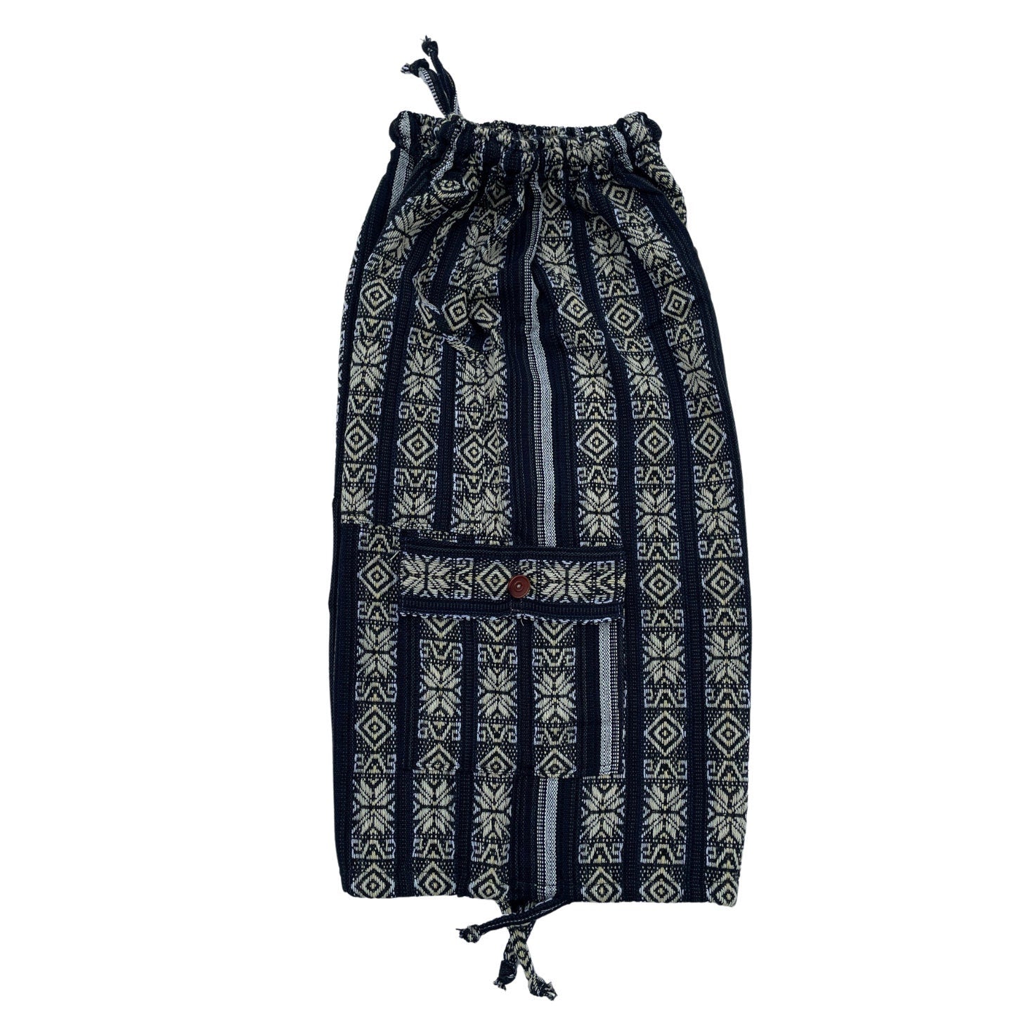 Unisex Woven Boho Cargo Shorts Size L | Hippie Shorts | Tribal Shorts |Black Gold