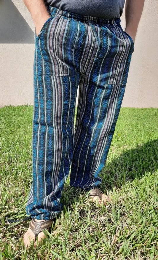 Bohemian Hippie Pants Size L | Dark Blue Black