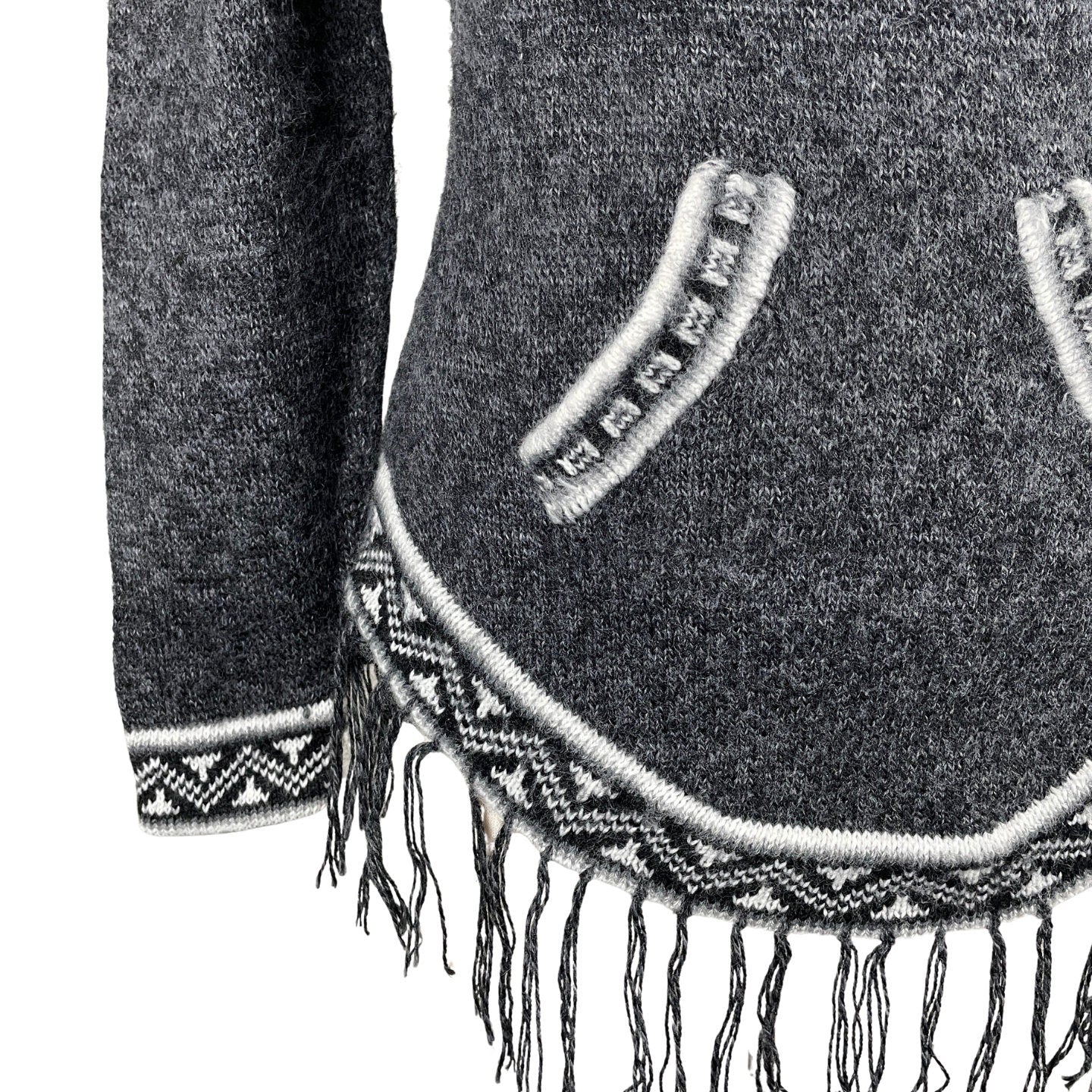Soft Hooded Alpaca Sweater Pullover |  Charcoal White