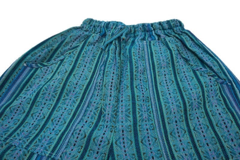 Boho Hippie Cargo Shorts Size M | Teal Green