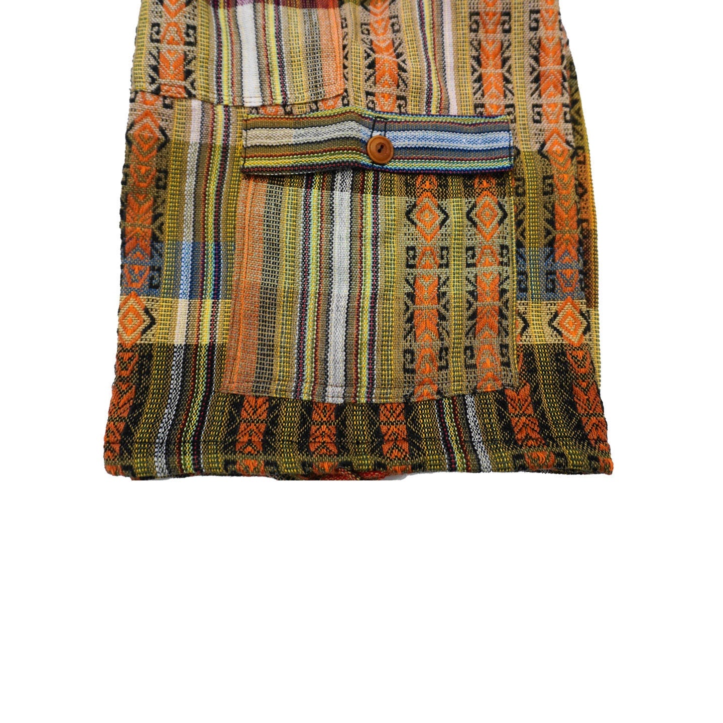 Men's Cotton Bohemian Cargo Shorts Size M | Comfy Clothes | Mustard Orange | Hippie Womens Clothes | Mother's Day Gift