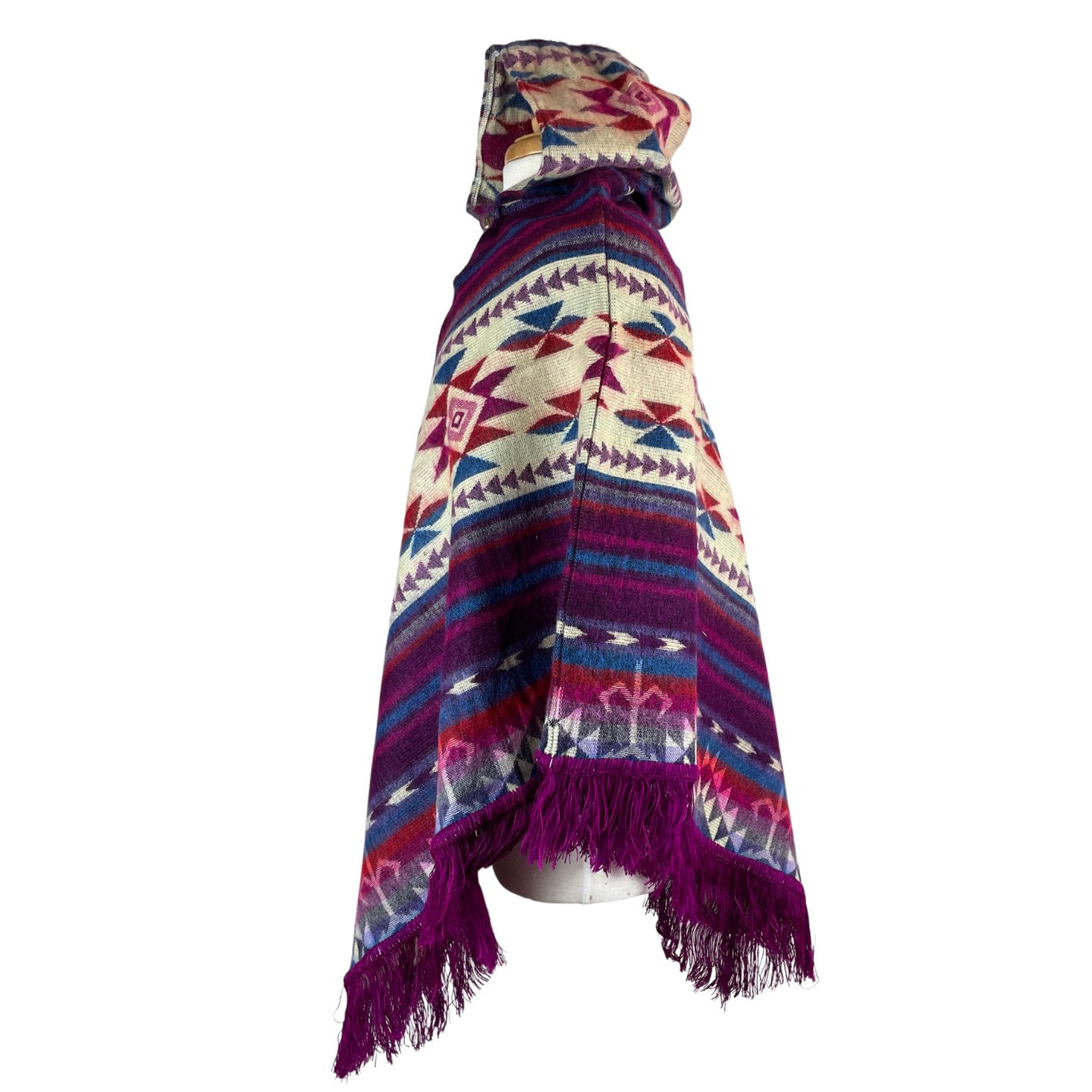 V-Shaped Alpaca Hooded Poncho | Lightweight Soft Woman's Poncho | Hippie Man Poncho | Purple Beige