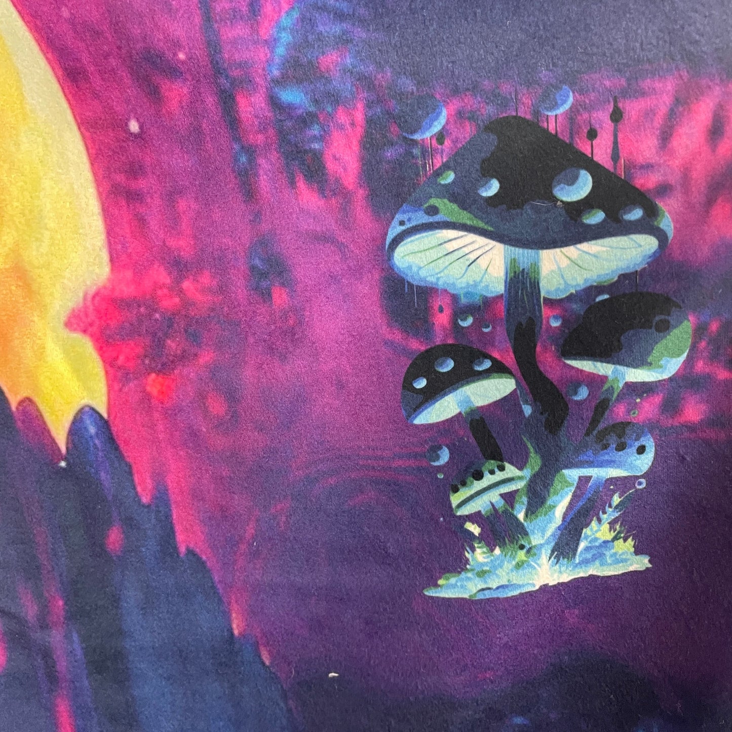 Colorful Mushroom Unisex Sherpa Hooded Poncho - Bright Blue