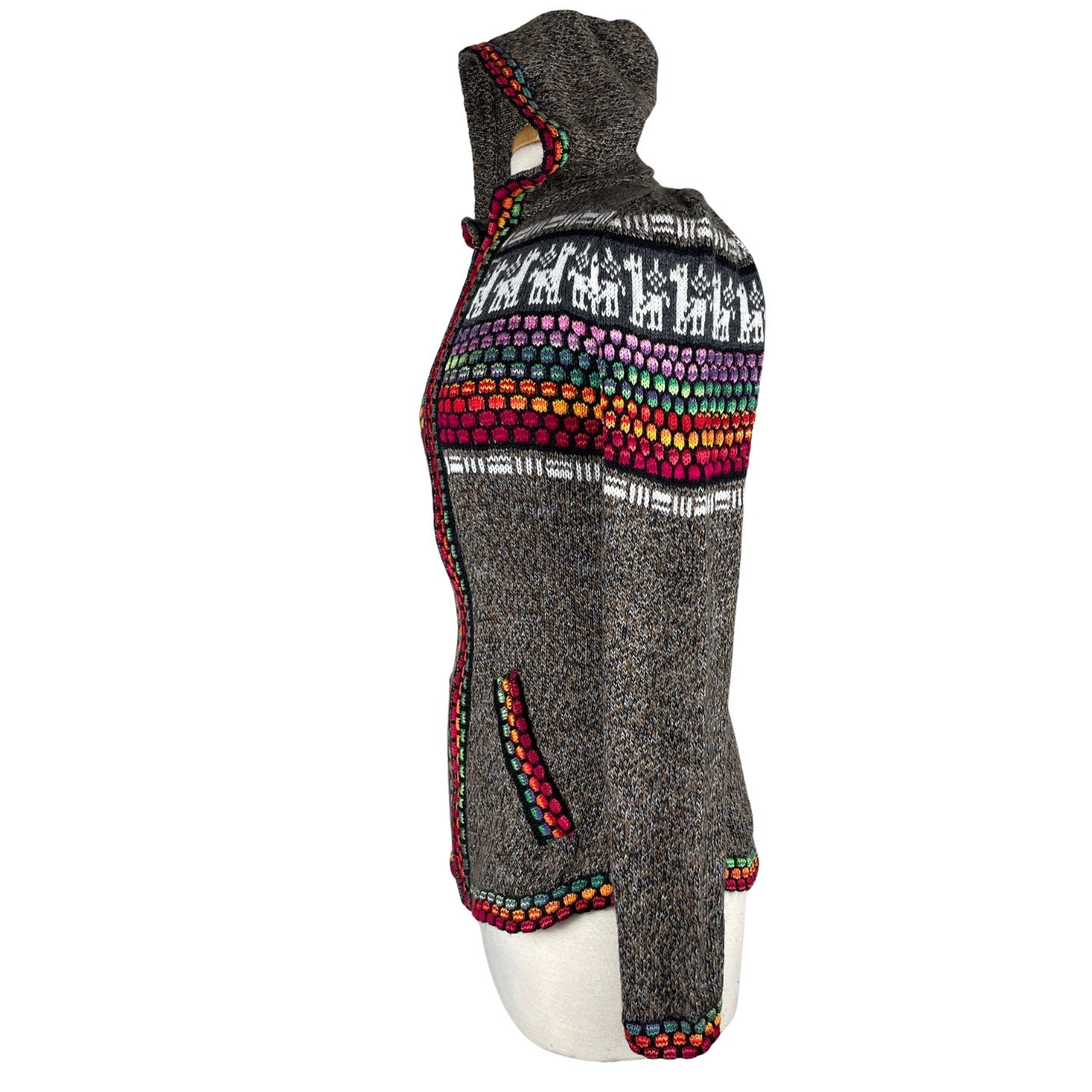 Soft Hooded Alpaca Sweater | Earthy Colorful