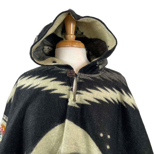Wolf Moon Poncho | Black Colorful