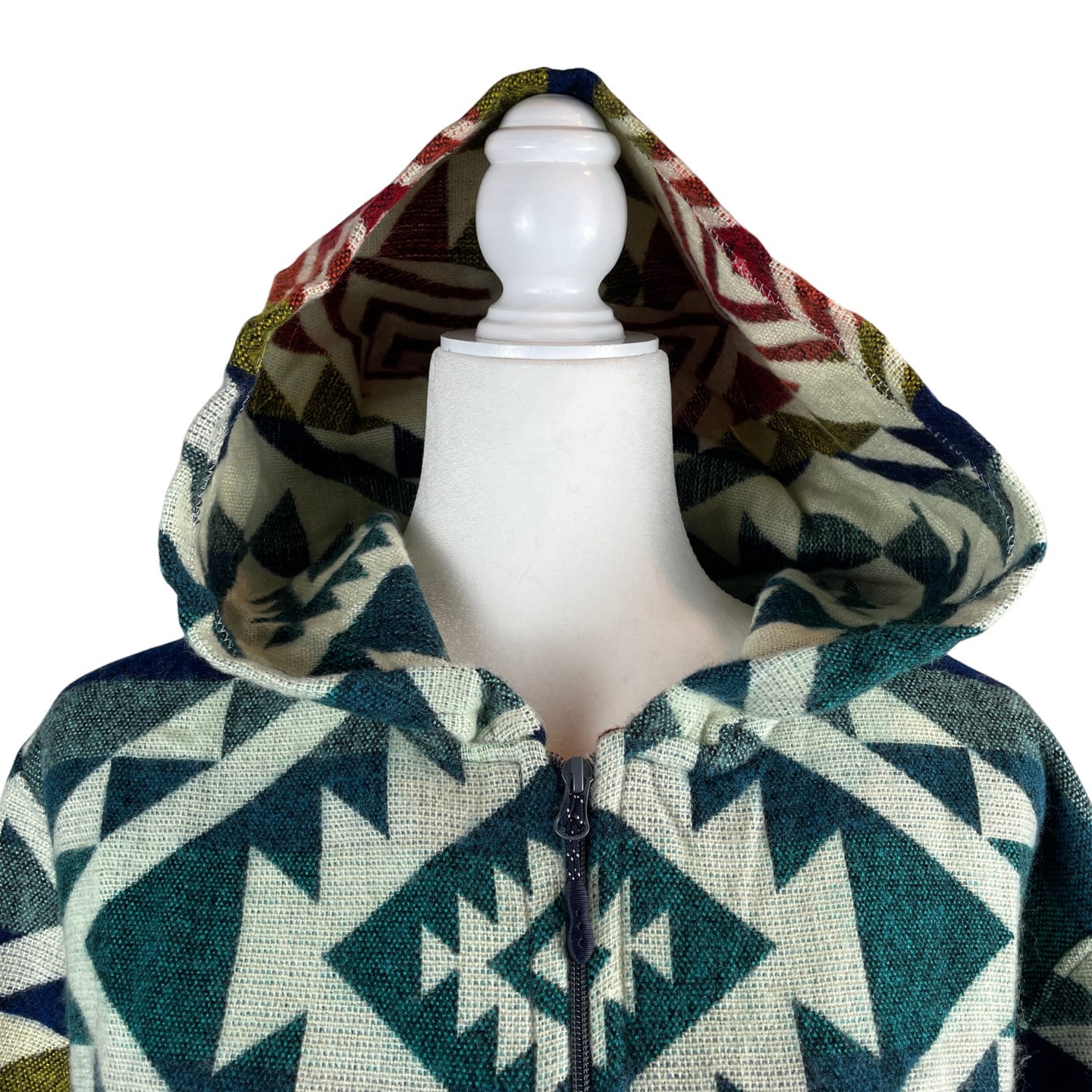 Warm Mens Alpaca Wool Jacket Hoodie, Blue Orange XL Size
