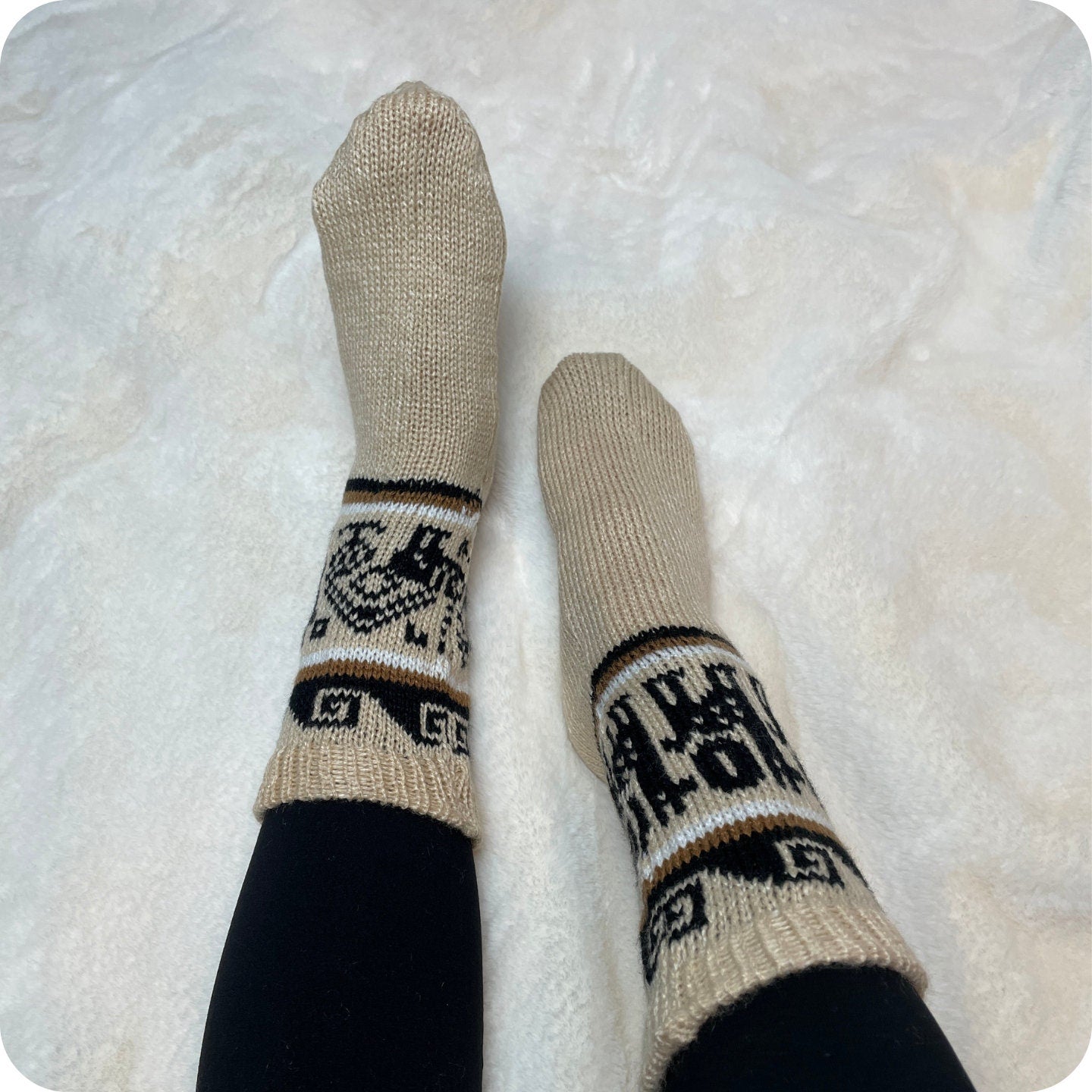 Warm Soft Winter Neutral Colors Mid Calf Socks | Size 6-8 US Adult Socks