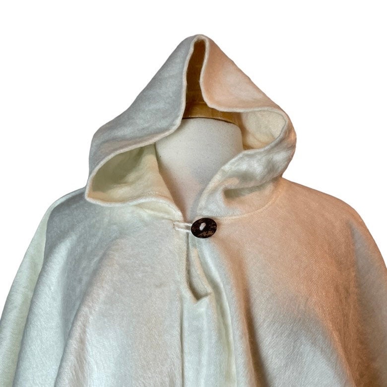 Warm Unisex Hooded Poncho | White Brown