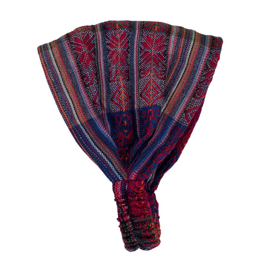 Hippie Boho Wide Headband for Women and Men | Fiery Red Green White