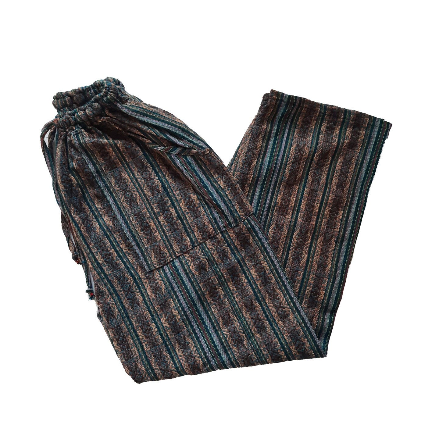 Pants Size L | Woven Mens Hippie Pants | Earthy Colors Womens Pants with 4 Pockets | Loungewear | Father's Day Gift