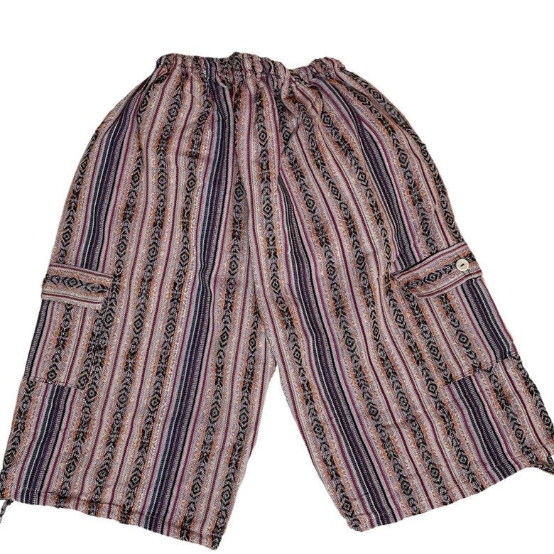 Hippie Cargo Shorts Size XL | Orange Black Beige