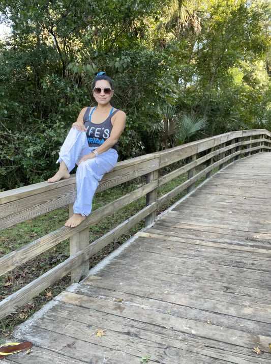 Trendy Hippie Striped Pants | White