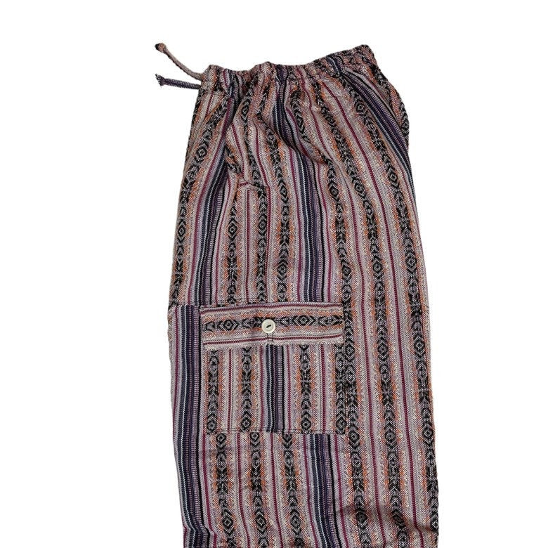 Hippie Cargo Shorts Size XL | Orange Black Beige