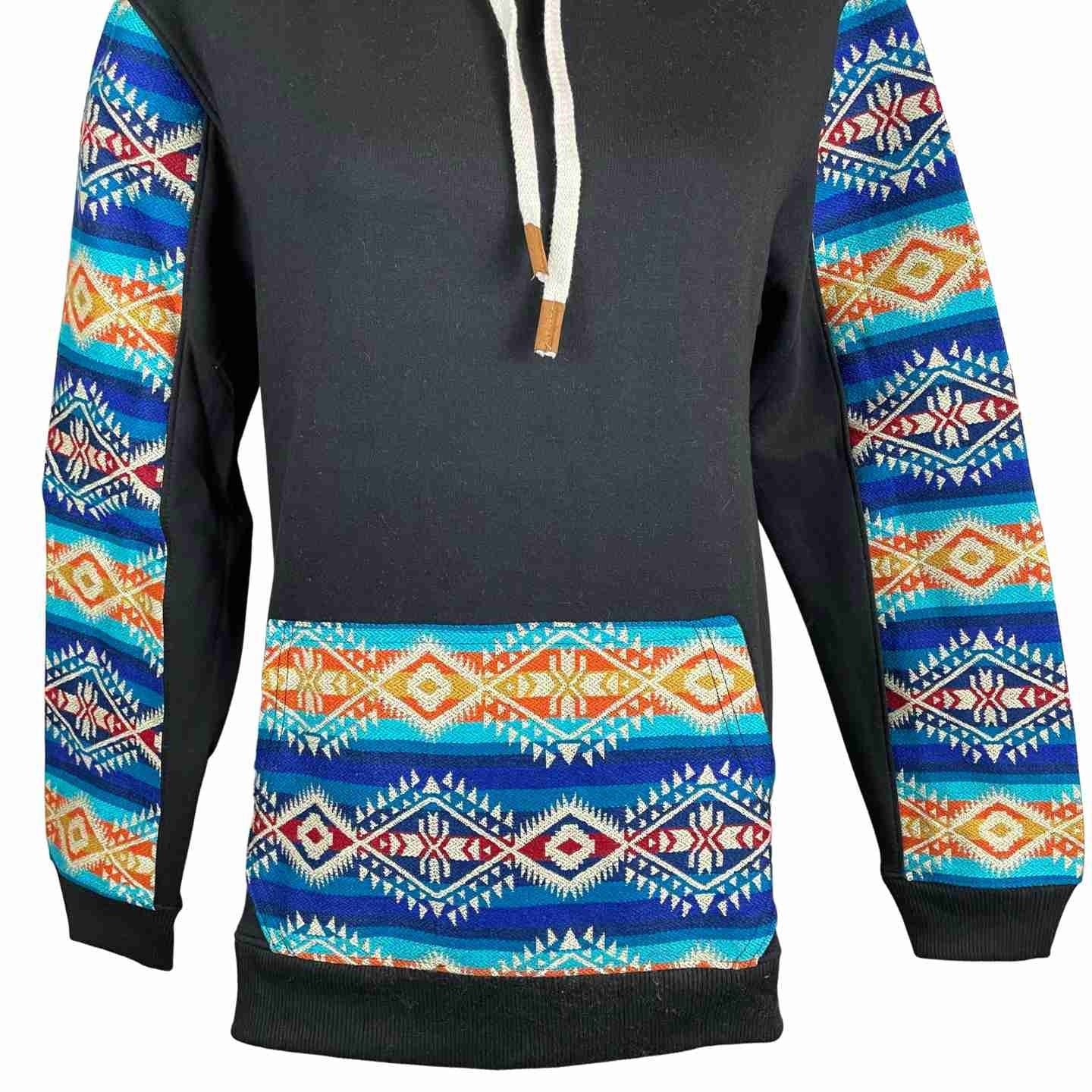 Warm Soft Mens Cotton Jacket Hoodie Size S | Navy Blue Yellow